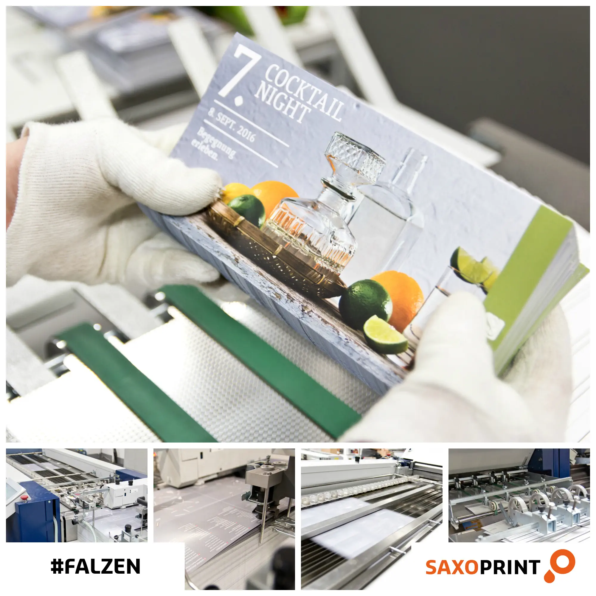 04 COCKTAILnight Folder Collage final Produktion des Flyers fuer die 7. Cocktailnight (Falzen)