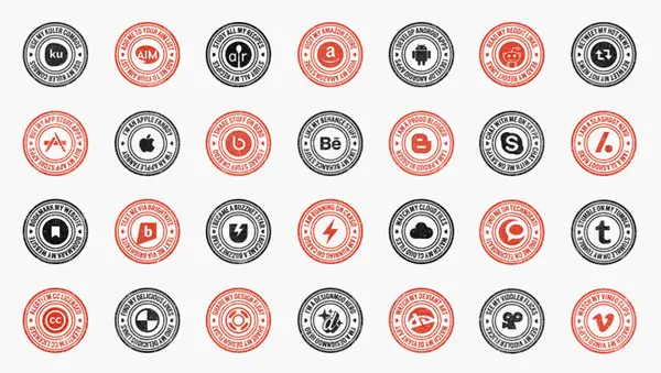 100 Stamp-Like & Vector Social Media Icons