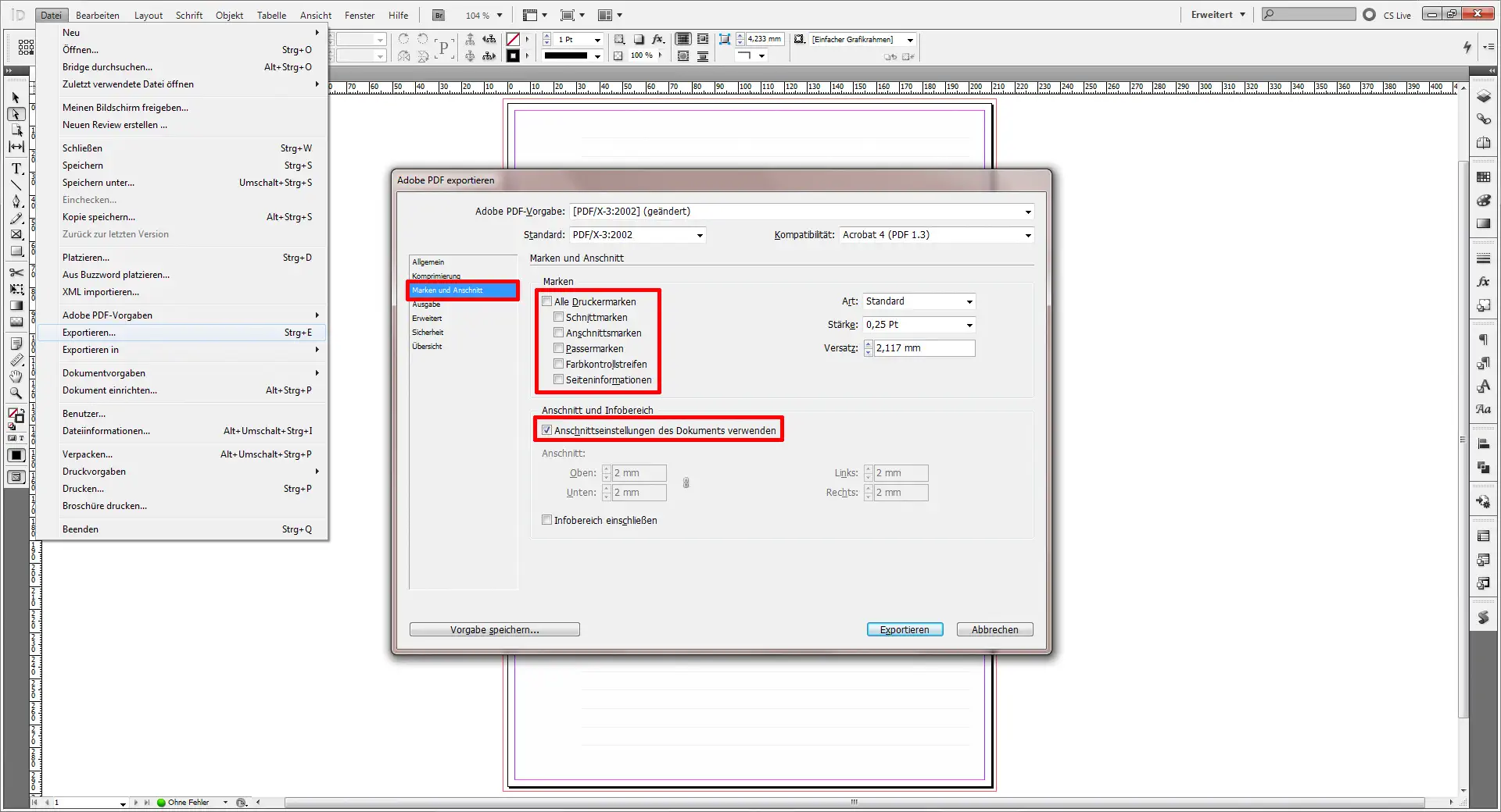 Beschnitt InDesign 05 Beschnitt und Schnittmarken in InDesign anlegen 3