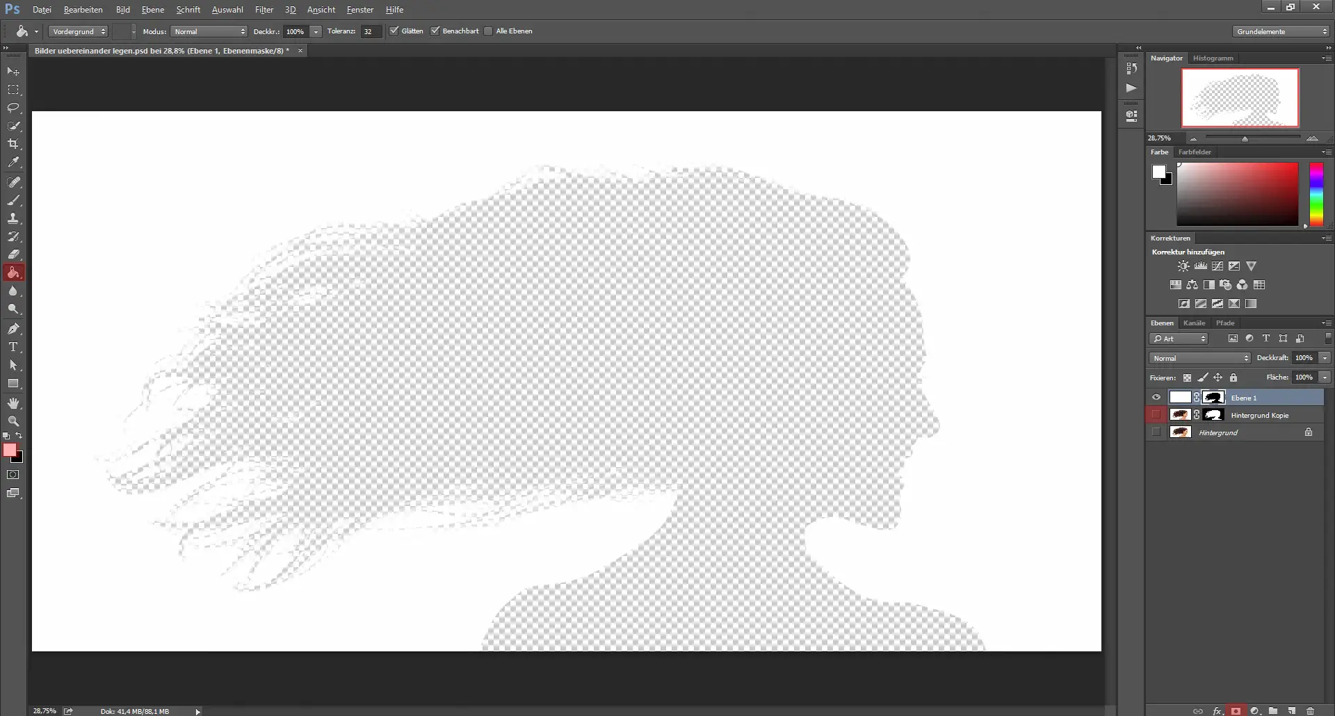 Bilder uebereinander legen 03 Digitales Silhouette Portrait mit Galaxie (3)