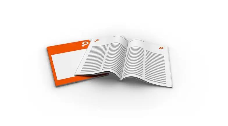 Broschüre mit Klebebindung mit Faltumschlag hinten