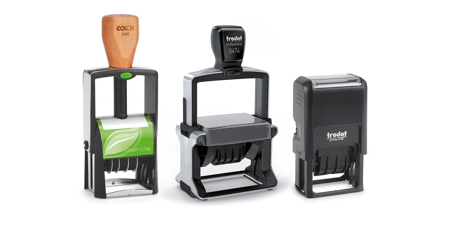 Datum und Text in einem: Datumstempel und Buchungsstempel von Trodat und Colop