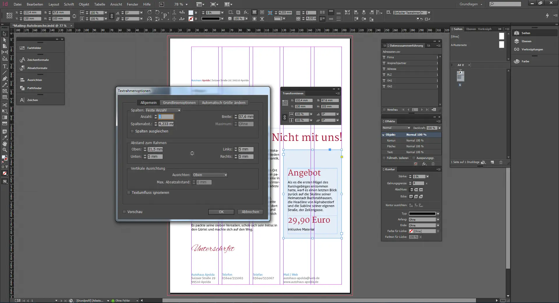Werbebrief für ein Autohaus gestalten 14