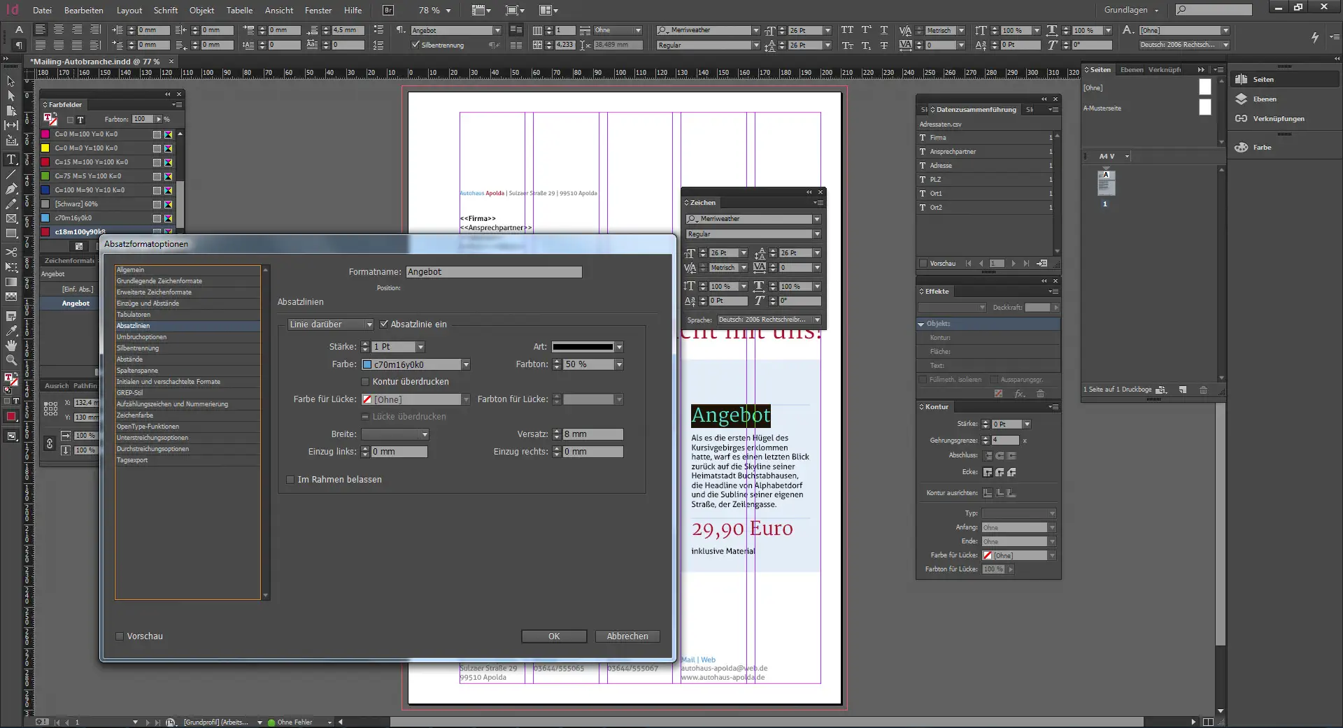 Werbebrief für ein Autohaus gestalten 15