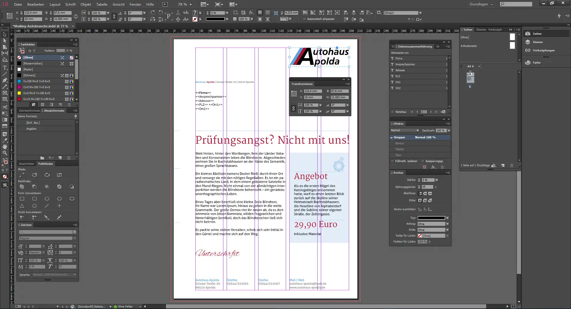 Werbebrief für ein Autohaus gestalten 17