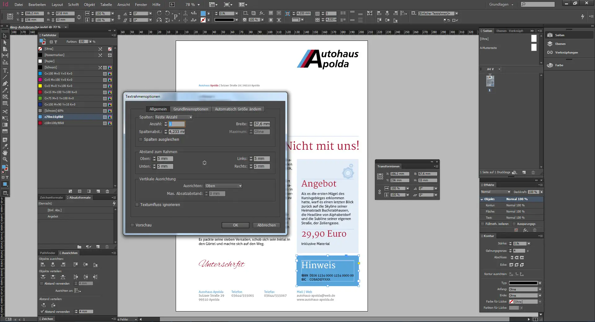 Werbebrief für ein Autohaus gestalten 18