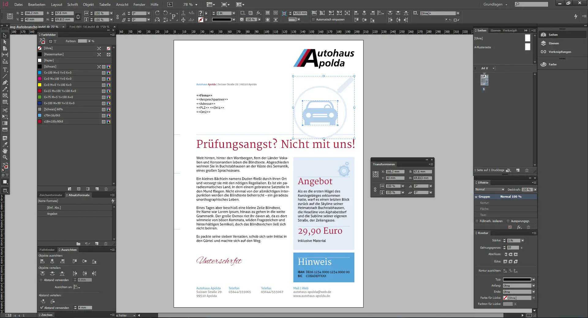 Werbebrief für ein Autohaus gestalten 20