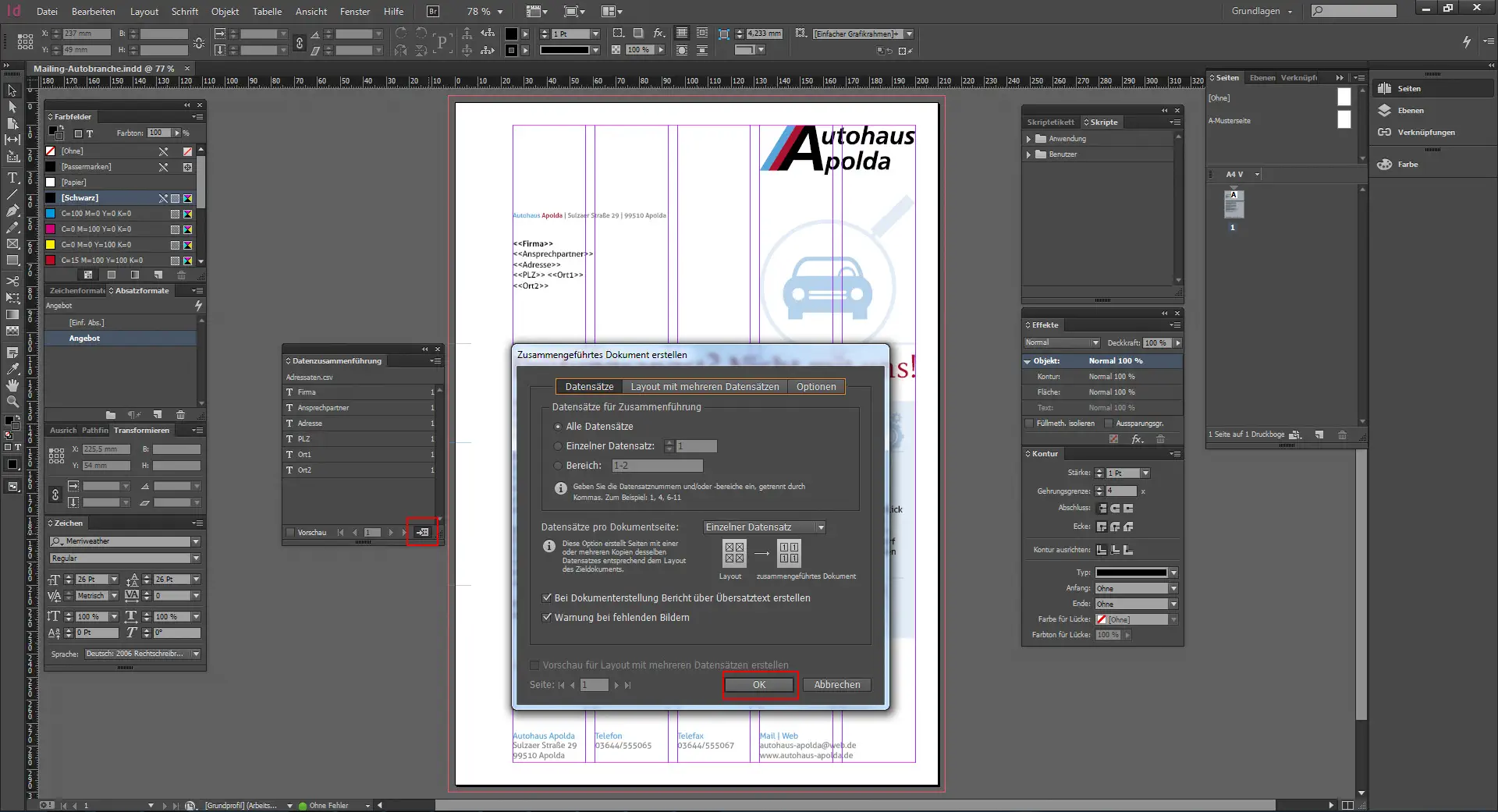 Werbebrief für ein Autohaus gestalten 21