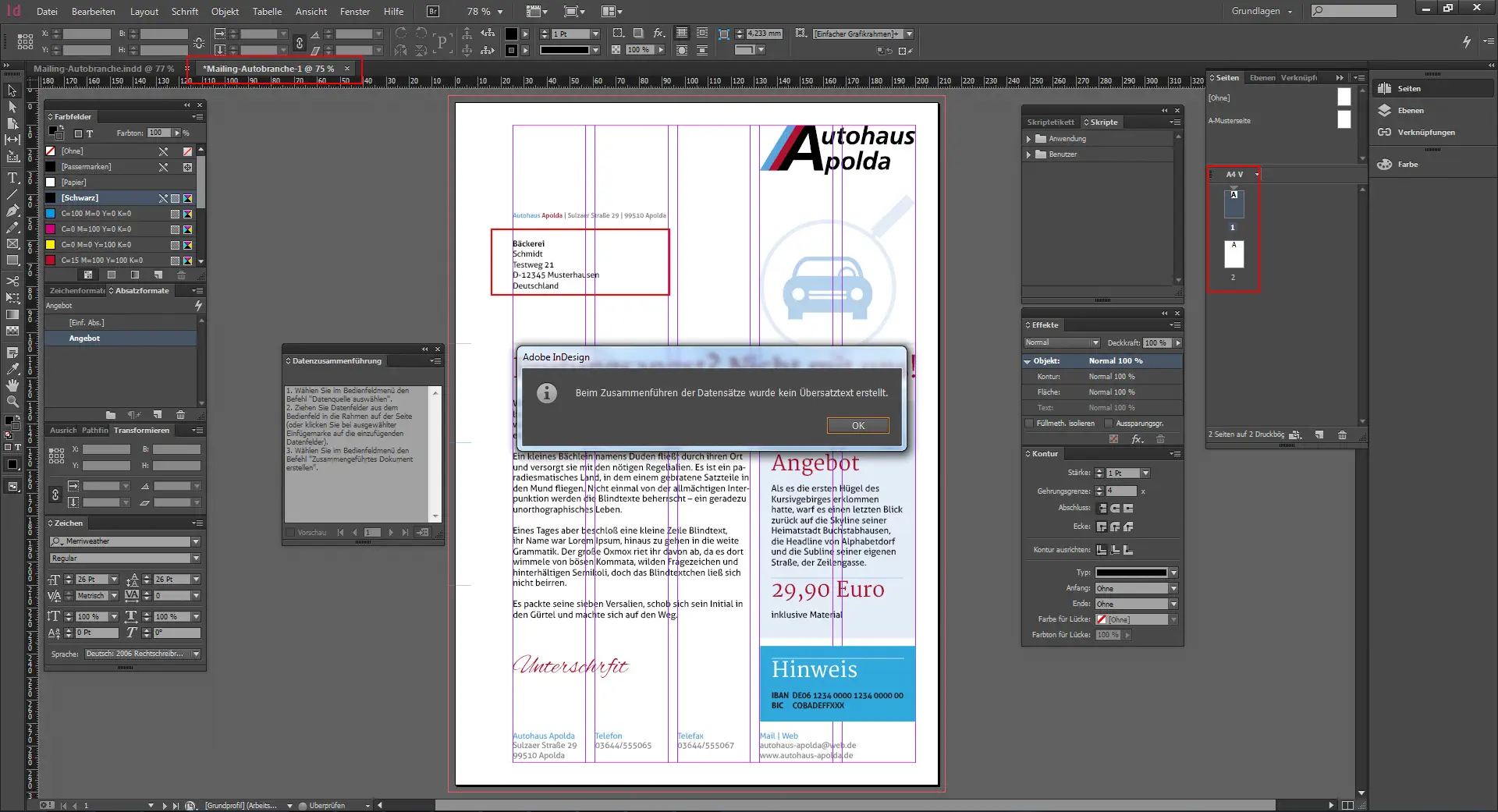 Werbebrief für ein Autohaus gestalten 22