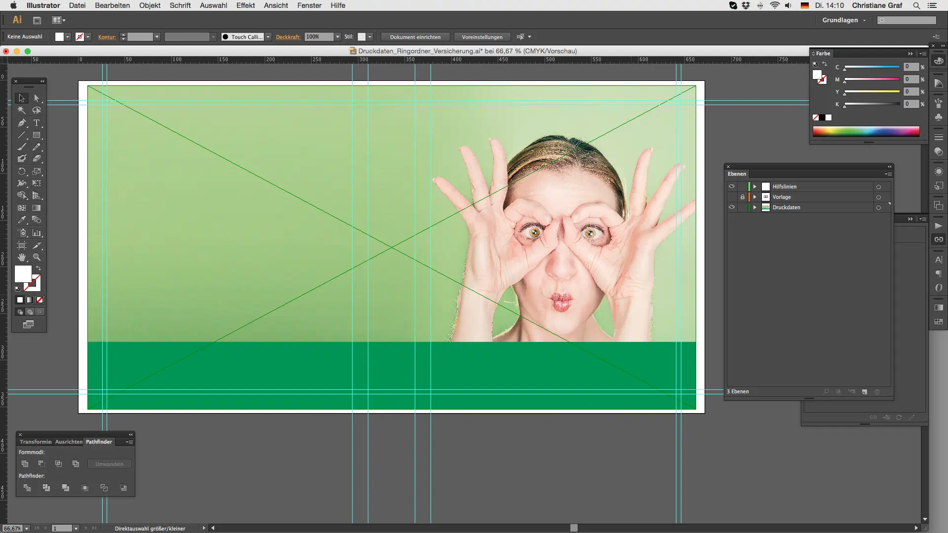 Foto und grüne Fläche auf dem Ringordner