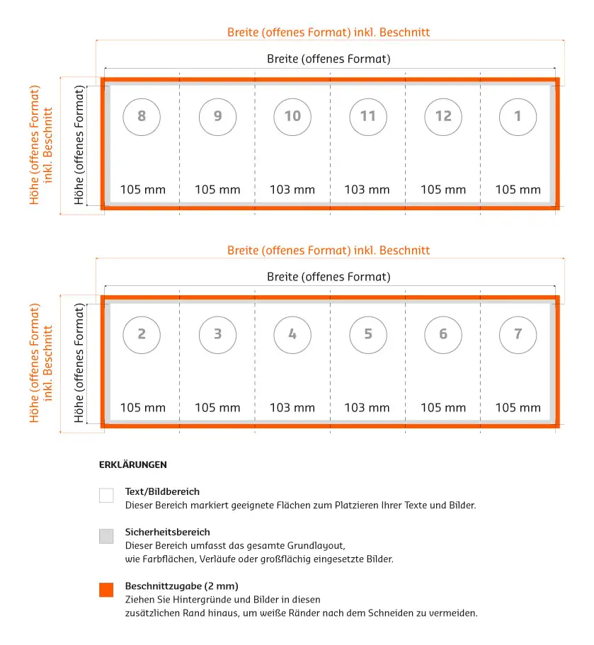 Kombifalz Druckvorlage