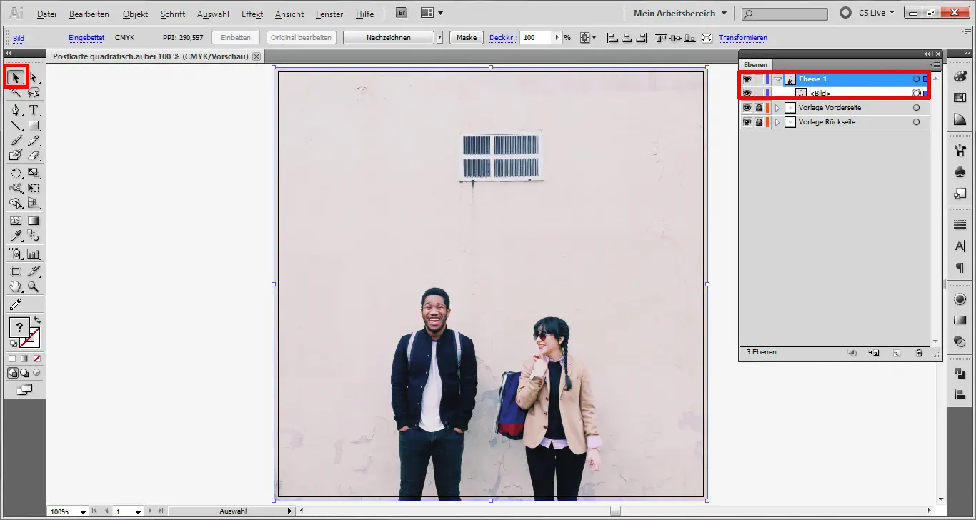 Illustrator Tutorial: quadratische Postkarte Step 1