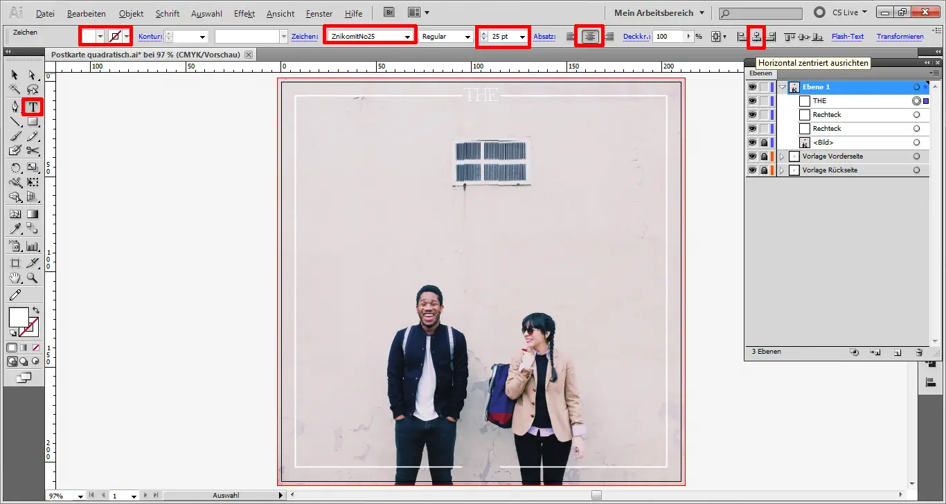 Illustrator Tutorial: quadratische Postkarte Step 4