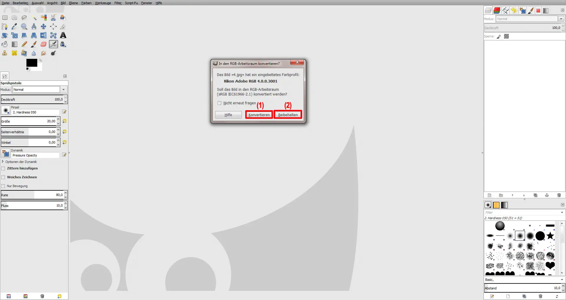 ICC Profile laden GIMP (Step 1)