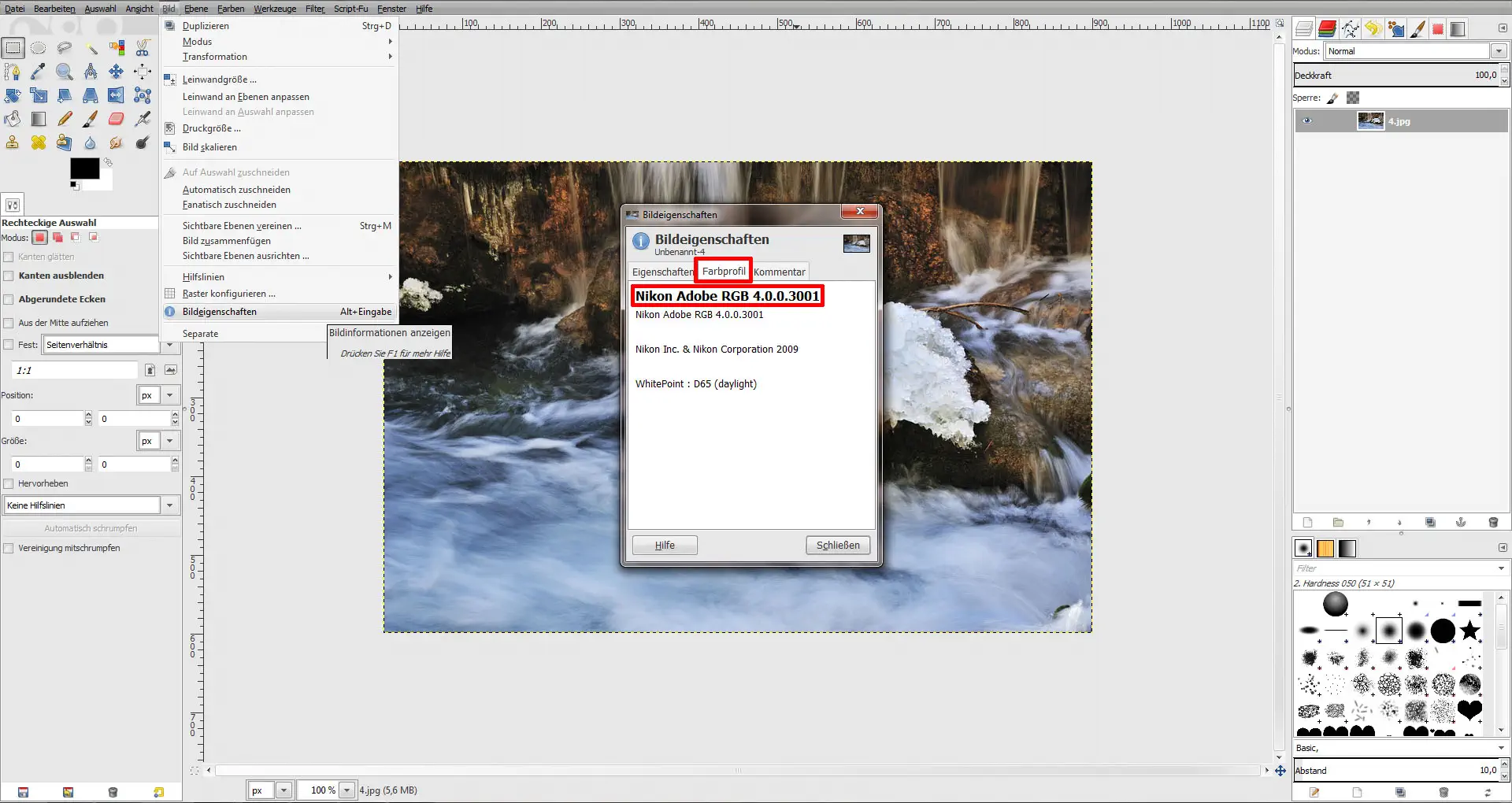 ICC Profile laden GIMP (Step 2)