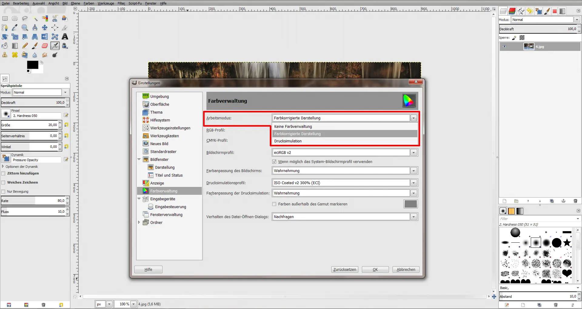 ICC Profile laden GIMP (Step 6)