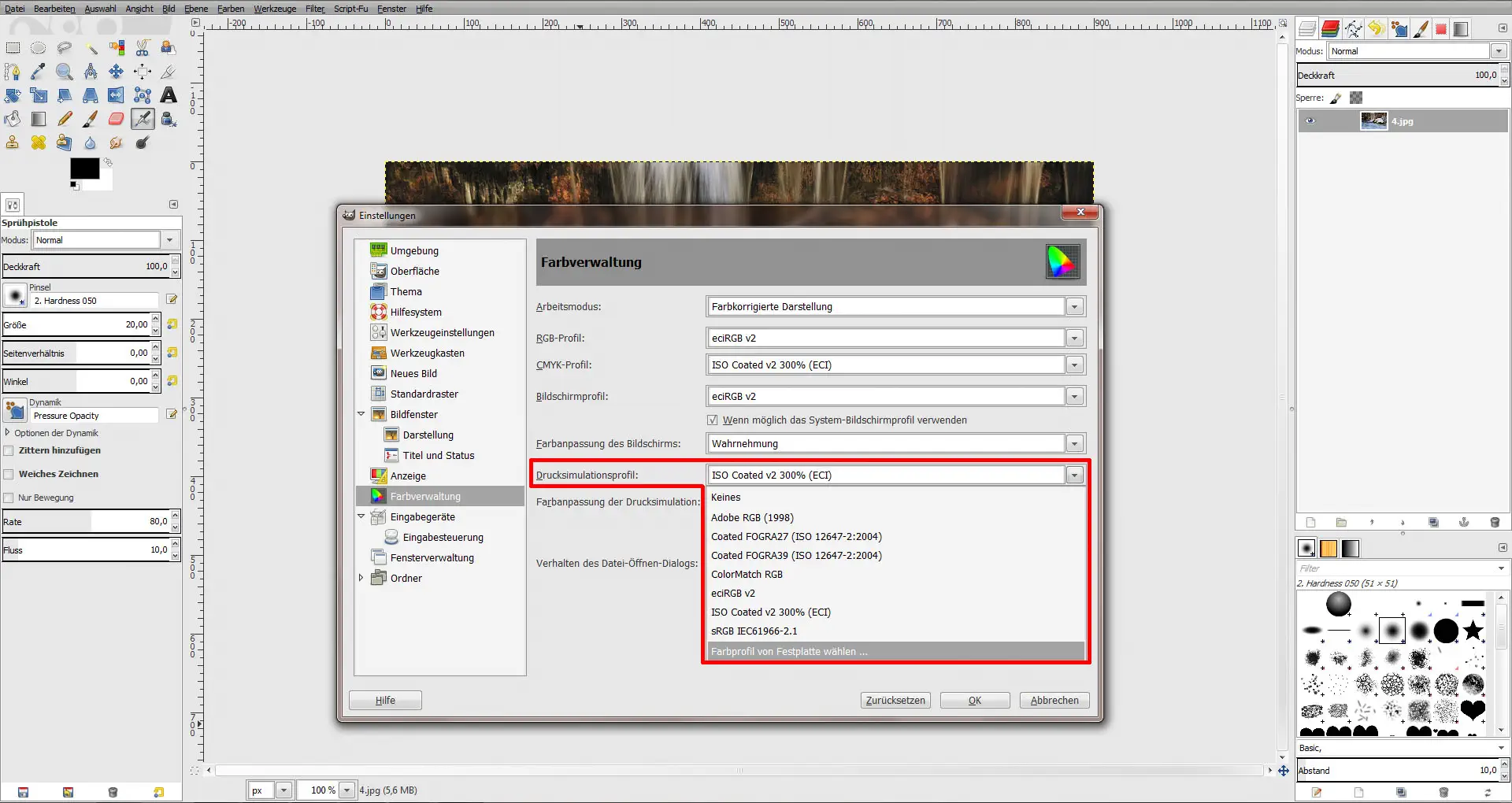 ICC Profile laden GIMP (Step 8)