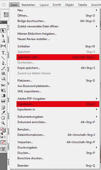 Speichern Exportieren Speichern Exportieren