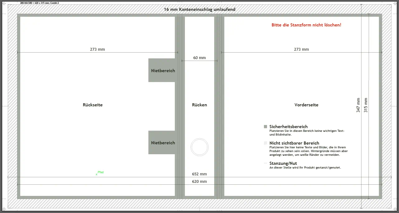 Stanzvorlage für den Ringordner