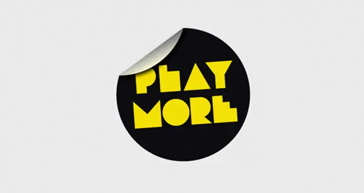 Aufkleber design Idee "Play More"