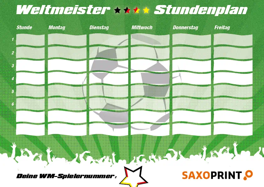 Stundenplan Vorlage Fußball