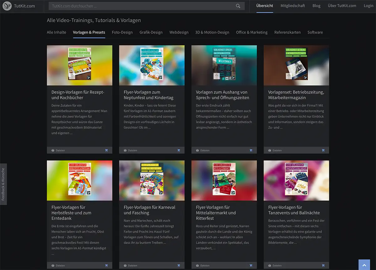 TutKit Design Vorlagen Uebersicht