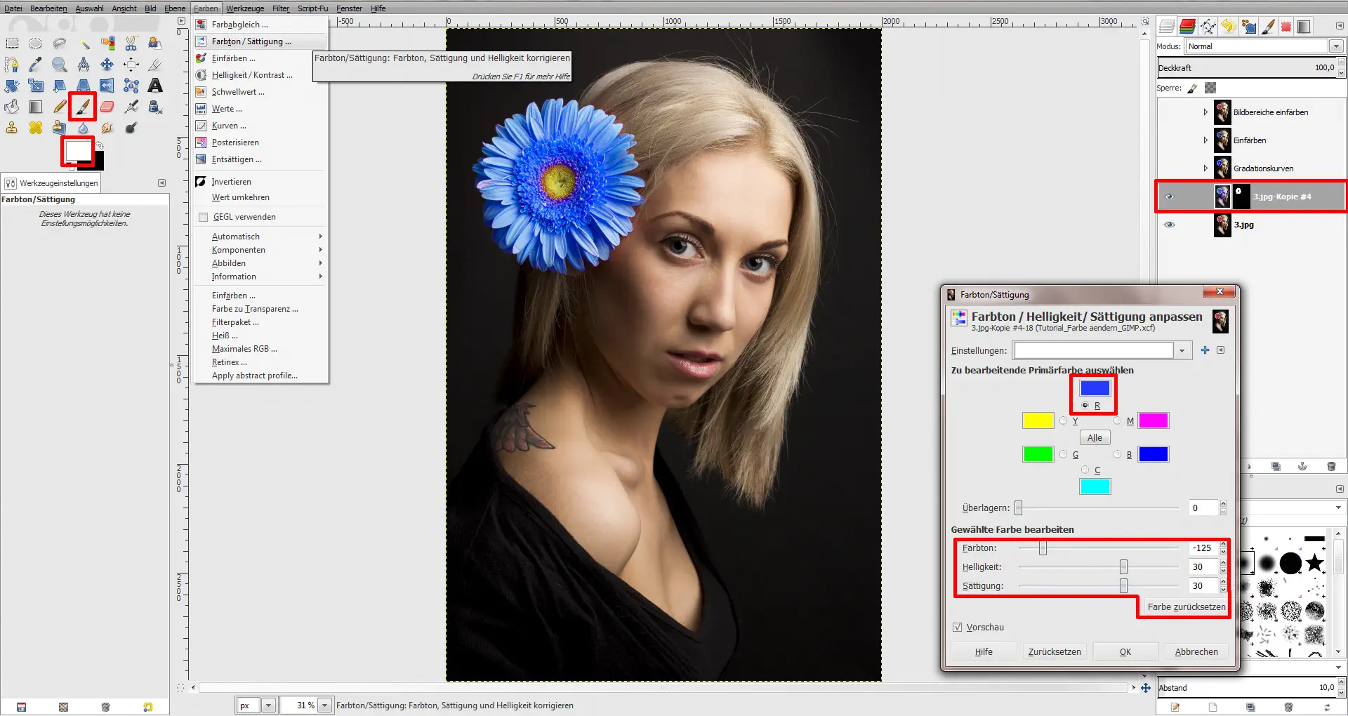 Tutorial Farbe ändern GIMP (6)