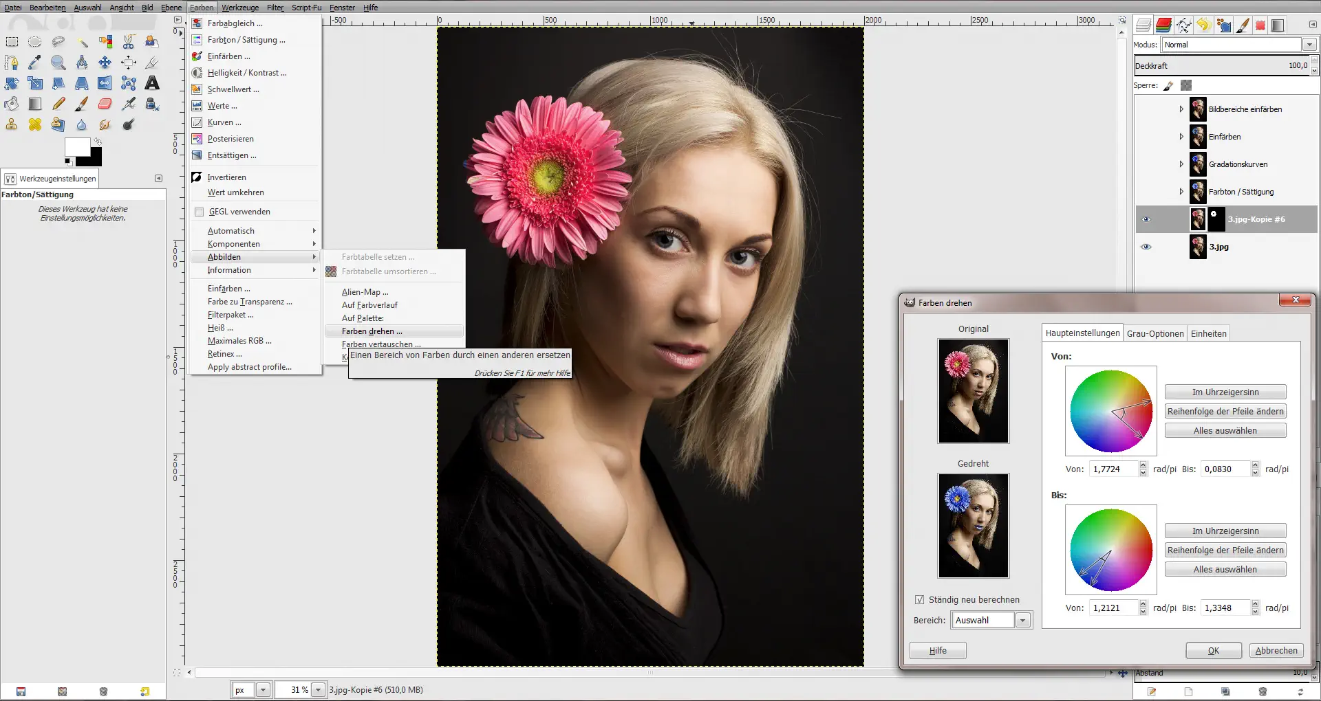 Tutorial Farbe ändern GIMP (7)
