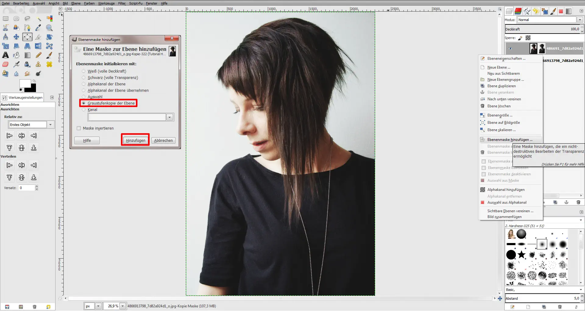 Tutorial Haare freistellen GIMP 01 Tutorial Haare freistellen GIMP 01