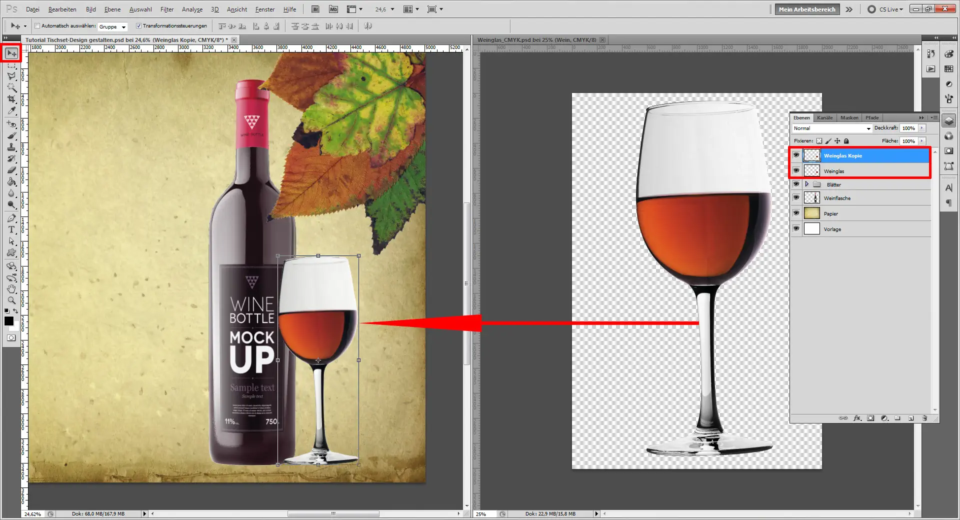 Tutorial Tischset Design selbst gestalten 07 Tischset Platzset Design selbst gestalten Glas hintergrund