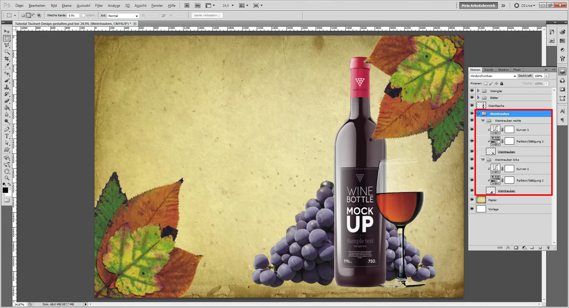 Tutorial Tischset Design selbst gestalten 13 Tischset Platzset Design selbst gestalten Weintrauben hintergrund 2