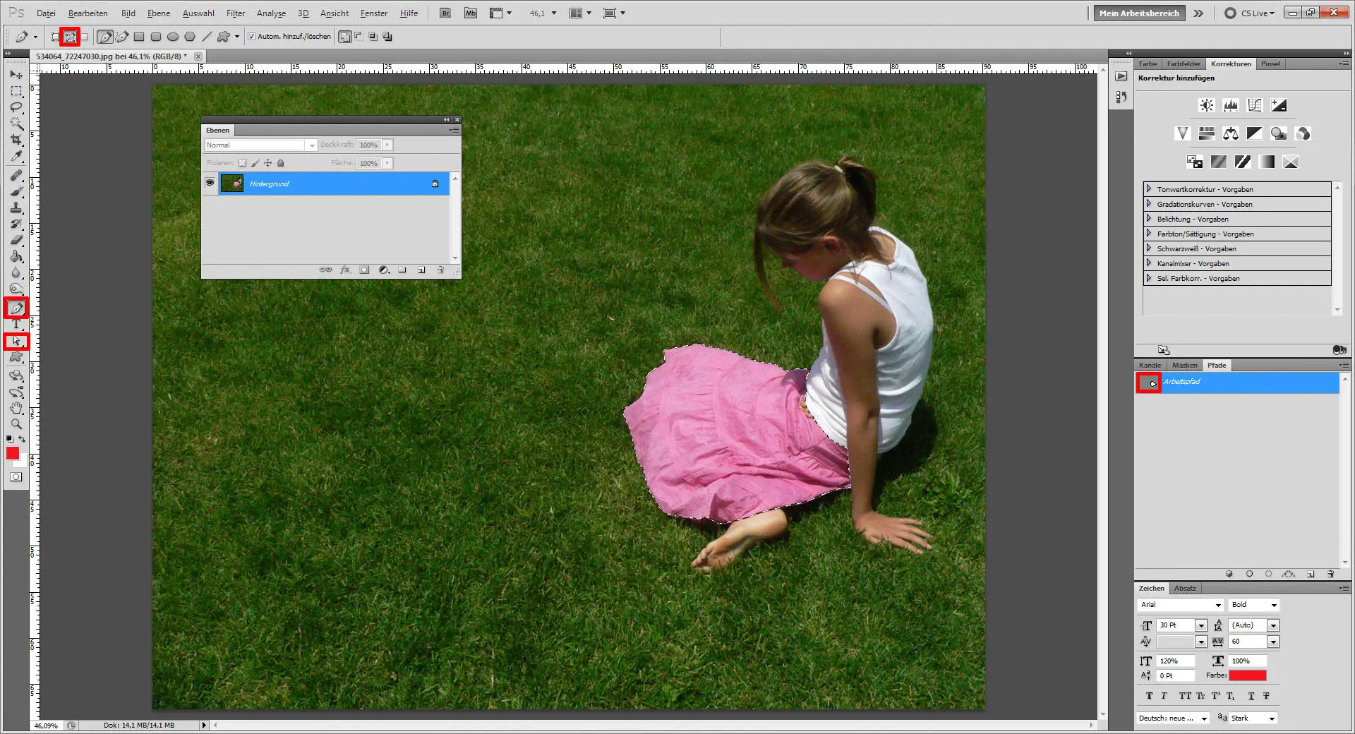 Tutorial Farbe ersetzen Photoshop 06 Foto wird in Phooshop bearbeitet. Ebene wird bearbeitet