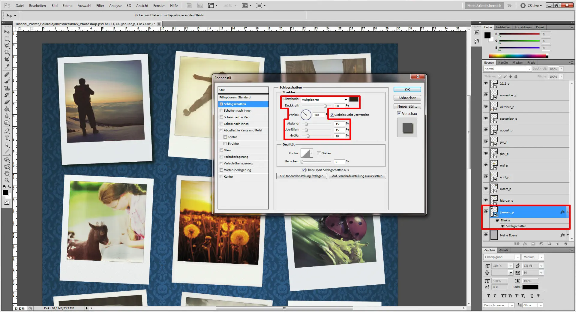 Fotocollage erstellen Photoshop  "Meine Ebene"