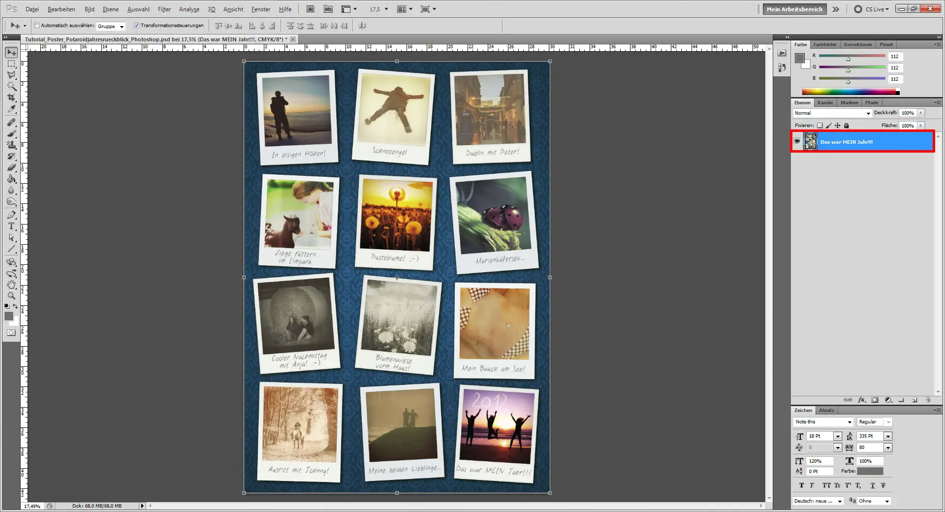 Fotocollage erstellen Photoshop  "Vorlage löschen"