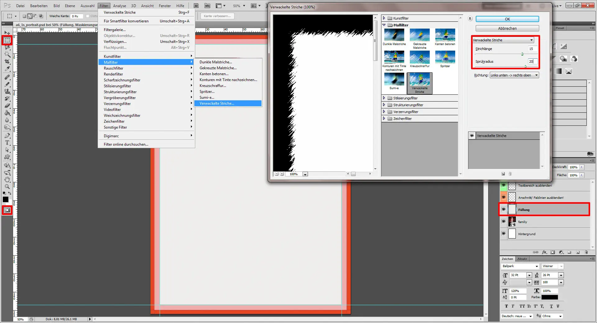 Tutorial Weihnachtsgrukarte mit Fotorahmen Photoshop 03 Photoshop Fenster für Verwackelte Striche