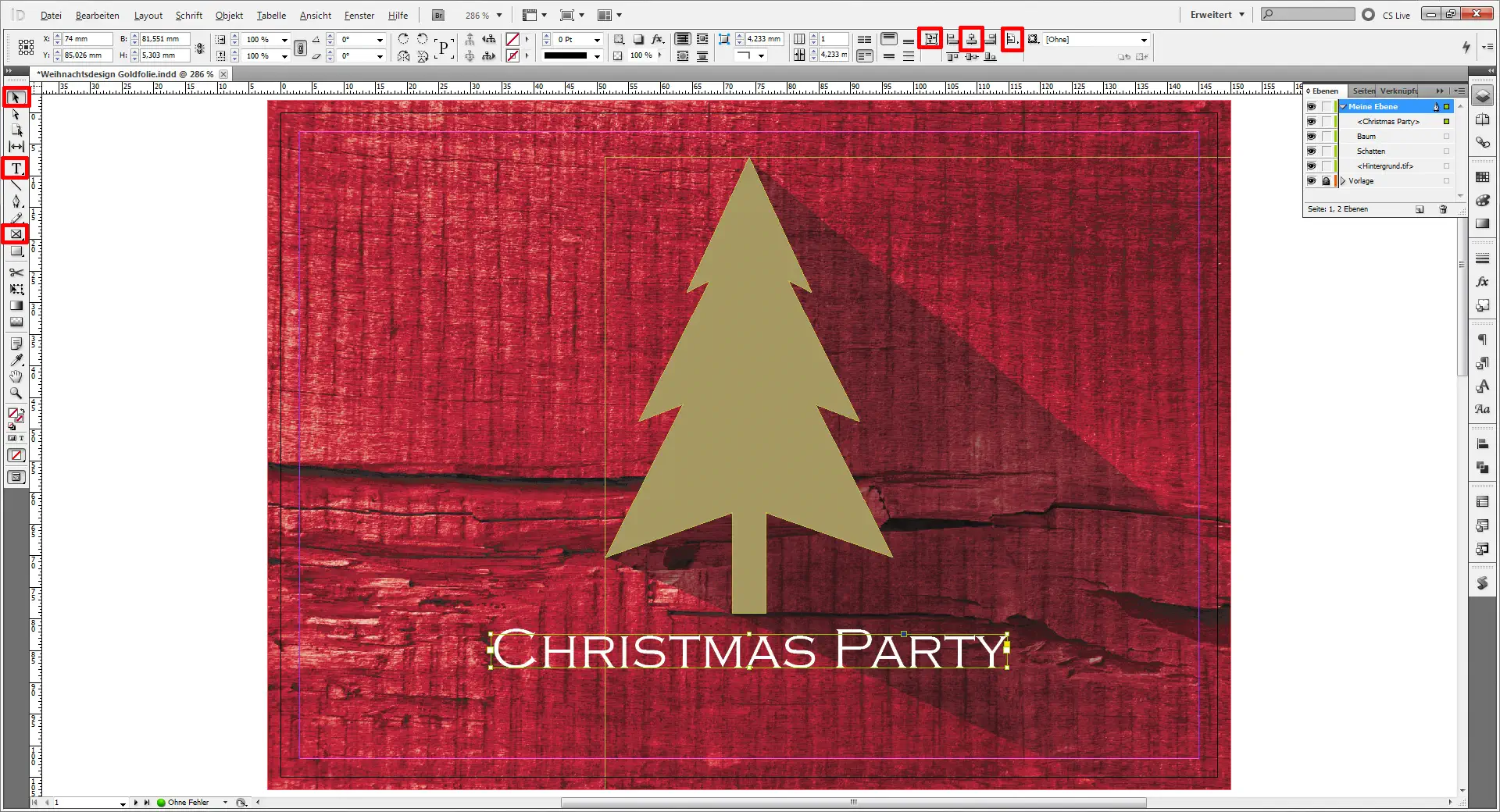 Weihnachtskarten für Firmen Tutorial mit InDesign Step 9