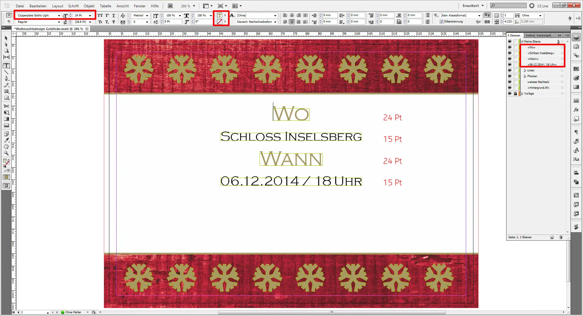 Weihnachtskarten für Firmen Tutorial mit InDesign Step 16