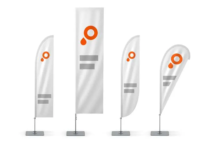 Werbetechnik – Gruppenbild der Beachflags