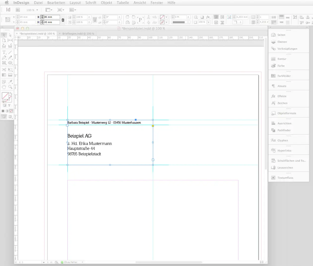 Briefbogen im Indesign CS6 erstellen Step 3 Briefbogen im Indesign CS6 erstellen Step 3