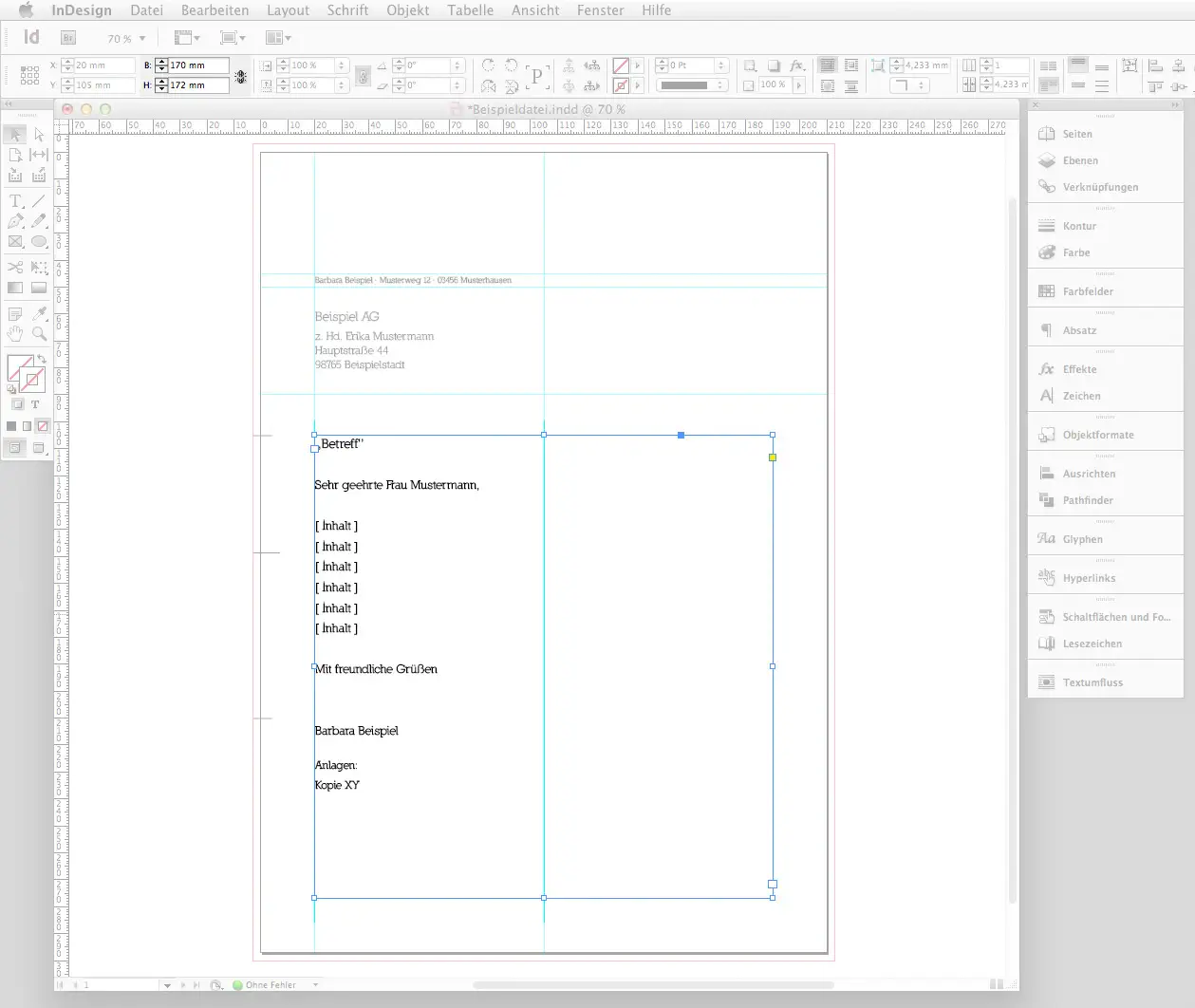 Briefbogen im Indesign CS6 erstellen Step 5 Briefbogen im Indesign CS6 erstellen Step 5