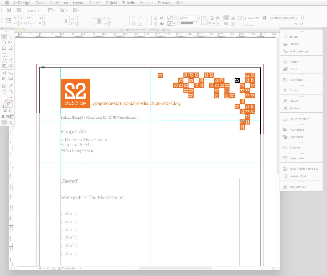Briefbogen im Indesign CS6 erstellen Step 6a Briefbogen im Indesign CS6 erstellen Step 6a