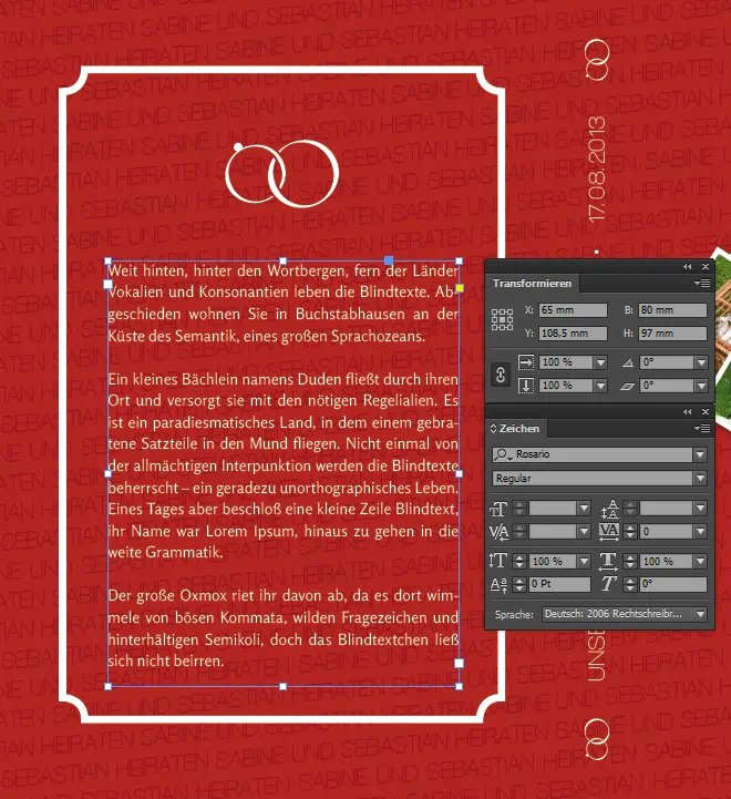 dvd cover hochzeit 31 Textfeld wird transofmiert