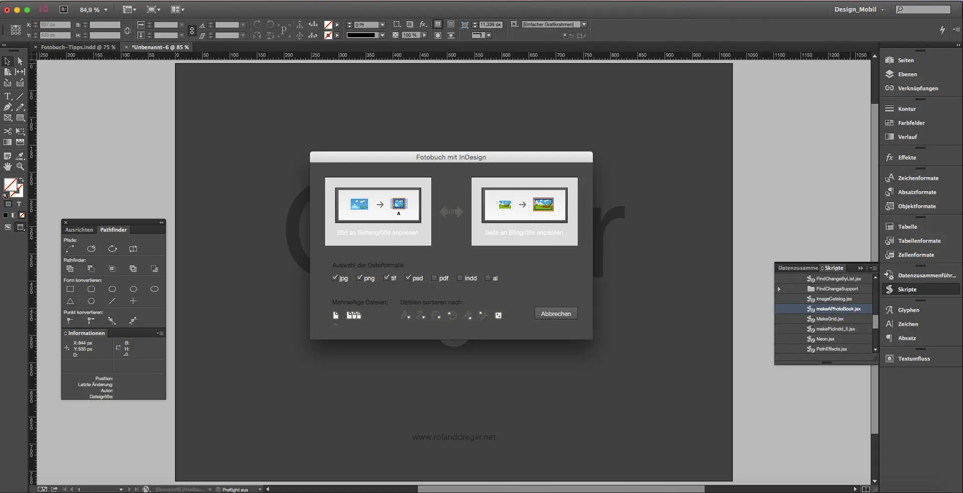 InDesign Skript makeAPhotoBook von Roland Dreger InDesign Skript makeAPhotoBook von Roland Dreger