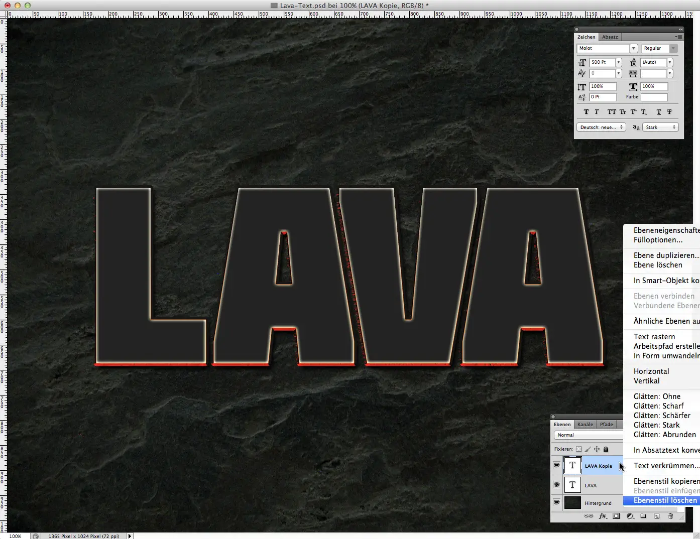 lava text effect photoshop 15 Lava Text effect Phtotoshop 4 step 1