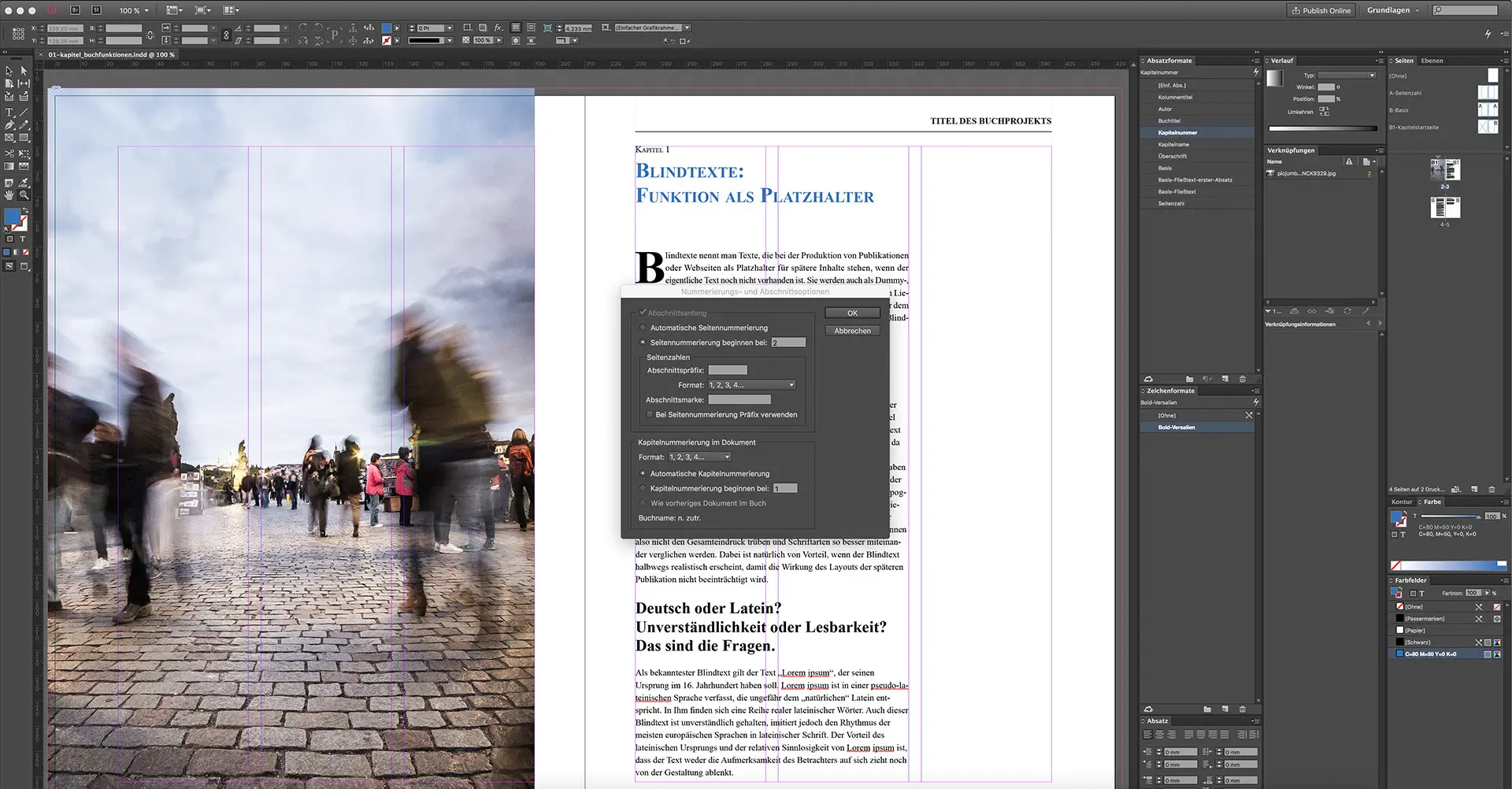 saxoprint indesign buchfunktionen 06 Die Gestaltung eines Buches mit InDesign fünften Schritt