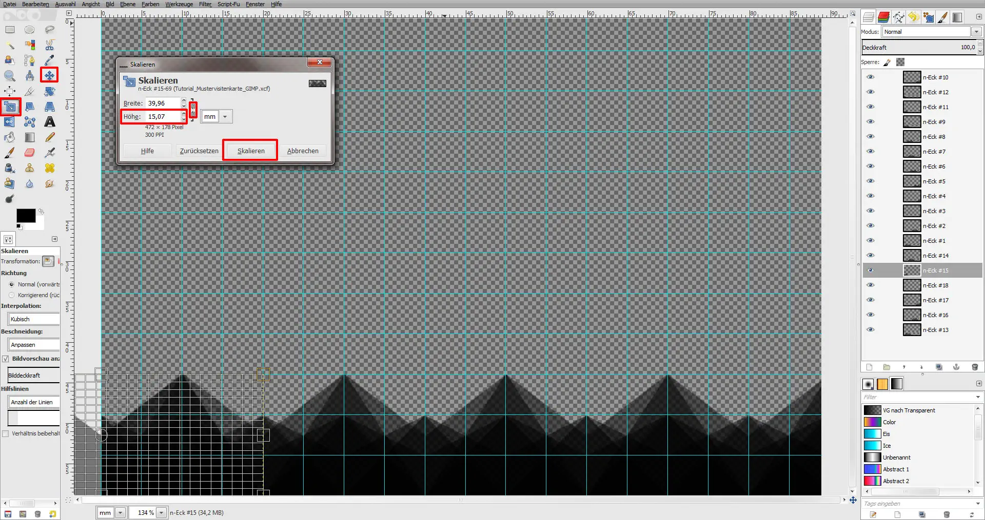 GIMP Tutorial für Visitenkarte Step 6 GIMP Tutorial für Visitenkarte Step 6